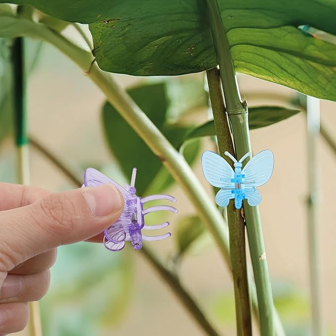 36Pcs Orchid Clips - Cute Butterfly & Dragonfly Plant Clips Orchid Support Clips - Portable Vine Clips for Support Garden Plant Flower Vine, Multicolor