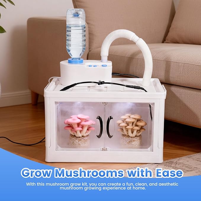 Indoor Mushroom Growing Kit Mushroom Cultivation Equipment Includes Humidity Control, Air Circulation Fans and Mushroom Grow Box