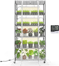 Bstrip Indoor Greenhouse with Grow Light, Mini Green House with 5 Pack T8 Full Spectrum Plant Lights, Plant Shelf with Tent for Indoor Plant, Seed Starting, Seed Tray, 35.4"x13.8"x71"
