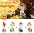 HUYIENO Solar Garden Statue Outdoor Decor Ornament Waterproof Solar Powered LED Lights for Yard, Patio, Lawn Gift for Mom, Women, Housewarming Squirrel