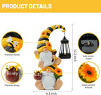 Solar Bee Garden Gnomes with LED Lantern – Waterproof Stacked Outdoor Decor for Yard, Patio – Unique Gnome Gift for Women, Mom, Grandma (Weatherproof Resin, Outdoor Statues)