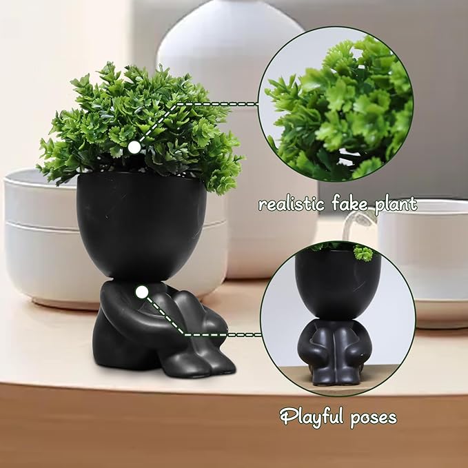 Zerzsy Fake Plants Artificial Succulents Plants for Room Bathroom Home Office Desk Cute Fake Plant Decoration - Set of 1
