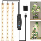 LED Grow Light Strips, Grow Lights for Indoor Plants Full Spectrum 3000K, 78 LEDs Plant Light with 3/9/12H Timer, 10 Dimmable Levels for Seedling Succulent and Plant Shelf, 3 Head 8.6 Inches
