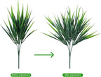 12Pcs Artificial Plants Outdoor Fake Plastic Grass Spring Decoration UV Resistant Faux Greenery Stems Bushes Outside Fake Plants for Planters Patio Porch Window Box Pathway Garden Home Decor, Green