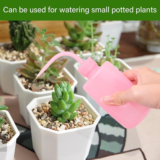 XXXFLOWER 2Pcs Watering Can,Small Squeeze Bottles for Liquids,Succulent Watering Bottle with Bend Mouth,250 ML Water Spray Bottle for Plants Flowers(Pink)
