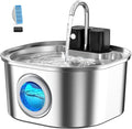 Voluas Stainless Steel Cat Water Fountain: 108oz/3.2L Wireless Cat Fountain Battery Operated for Drinking Indoor, Automatic Pet Water Dispenser Bowl with Ultra Quiet Pump, Easy Clean BPA-Free, 1Filter