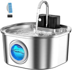 Voluas Stainless Steel Cat Water Fountain: 108oz/3.2L Wireless Cat Fountain Battery Operated for Drinking Indoor, Automatic Pet Water Dispenser Bowl with Ultra Quiet Pump, Easy Clean BPA-Free, 1Filter