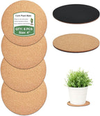 vensovo Cork Plant Coasters & Saucers 4 Inch– Absorbent Round Mats for Indoor Flower Pots, Planters, Houseplants, Surface Protector for Table & Floor, 6 Pack