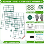 ROADPLUM 2 Pack Cucumber Trellis for Raised Garden Bed, Outdoor Sturdy Metal A-Frame Cucumber Trellis Support for Climbing Plants Vegetables with Accessories, Easy Installation & Easy Harvesting