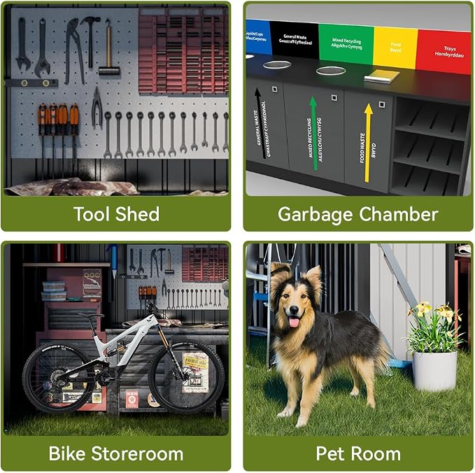 COMHOMA Shed Outdoor Storage Shed Metal,Lockable Doors Tool Sheds with Sloping Roof,Steel Garden Shed with Air Vent for Backyard,Patio,Lawn,Poolside(Grey,8'x6')
