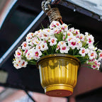 LikSoor Outdoors Artificial Flowers Spring Summer Decor Fake Petunias UV Resistant Flower Faux 12 Bundles Realistic Plastic Plant Porch Patio Window Box Garden Decoration (White)
