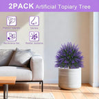 Artificial Topiary Ball Trees,16'' UV Resistant Fake Evergreen Shrubs Bushes Plants with Ground Spike 2 Set of Fake Plants for Outdoor Indoor Front Porch Garden