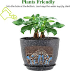 UOUZ 12inch Large Plant Pot, Modern Plastic Planter with High Driange Holes and Saucer for Indoor Outdoor Garden Plants and Flowers, Black Speckles