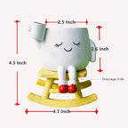 Cute Rocker Planter Small Succulent Pot Handmade Smiling Face Planter Pot Lightweight Resin Head Plant Pot with Drainage Hole 1Pack