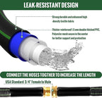 Garden Hose 50ft Flexible Water Hose Non-Expandable High Pressure Kink-Free Leakproof Durable Portable Lightweight Outdoor Yard Lawn Black Fabric Watering Hose with 3/4" Aluminum Fittings