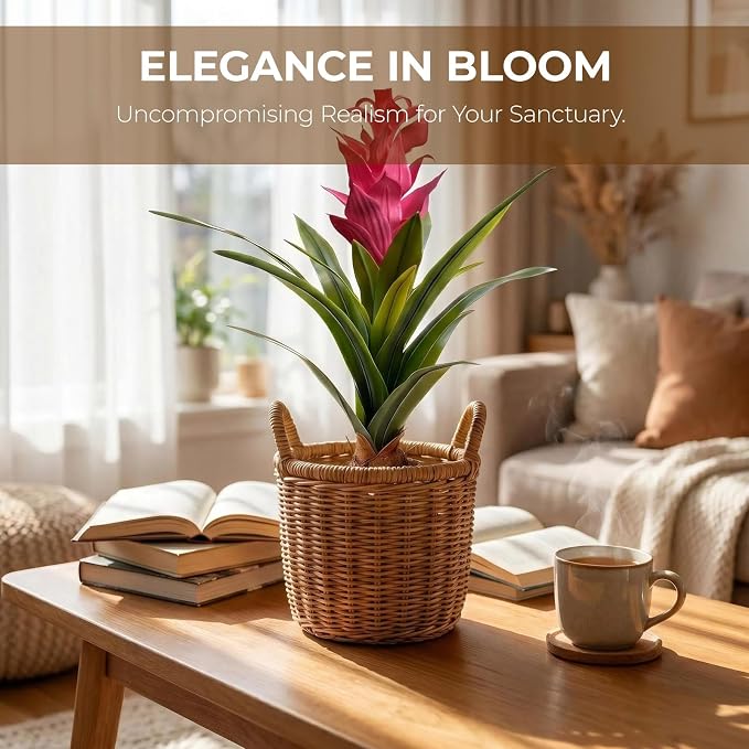 2Pcs Artificial Bromeliad Plants, 18" Fake Hawaiian Ginger Flower,Large Real Touch Faux Tropical Flowers, Lifelike Exotic House Plants for Home Office Indoor Decoration (Pink)