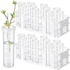 Willinglong 22 Pcs 60ml Large Floral Tubes with Rack Holder Set for Milkweed Cuttings Floral Stem Water Tubes for Fresh Flowers Raising Caterpillars Monarch Butterfly Habitat Flower Arrangements