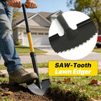 COSITA Edger, Edger Lawn Tool with 41-inch T Handle, Manual Half Moon Hand Edger for Grass, Metal Saw Tooth Garden Edger with Long Handle for Sidewalk, Yard Edging & Trimming