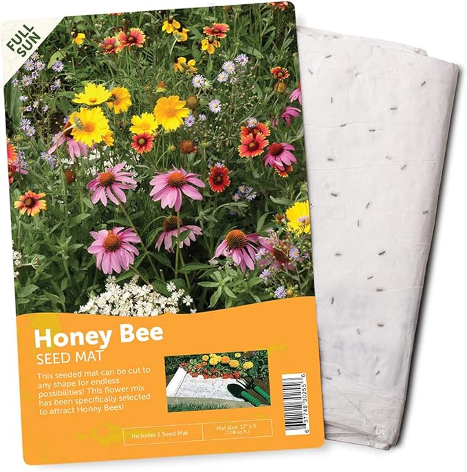 BloomingBulb Seed Mat - Easy to Plant and Grow Garden Seeds - Creates Fragrant, Vibrant Flower Garden (Honeybee Garden)