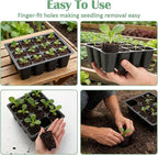RooTrimmer 40 Pack Reusable 12-Cell Seed Starter Tray, Plant Starter Trays with Large Drainage Holes for Seed Germination, Easy to Repotted, Fits Standard 1020 Flats and TD377 Trays, Black