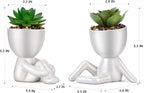 Fake Succulent, Mini Succulents Plants Artificial in White Modern Human Shaped Ceramic Pots Cute Desk Decor Pink Succulent for Office Decor for Women Girls, Desk Plant Cute Bathroom Decor 2PCS