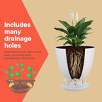 Campior Plastic Plant Pots with Drainage - Home Decor Flower Pot, Stackable Design for Indoor & Outdoor Use, Lightweight and Sturdy, Space-Saving, (7”, 6.6”, 6”, 5.3”, 4.8” Inches), Pack of 20, White