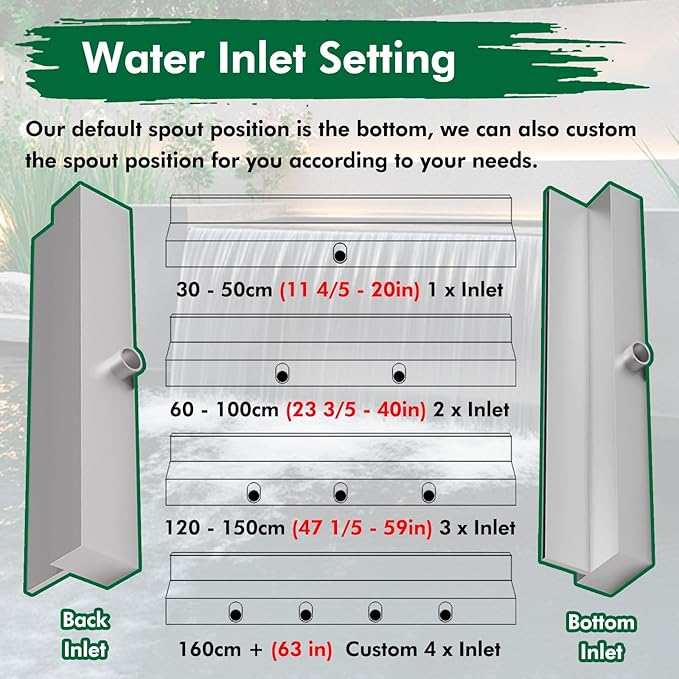 Custom Heavy-Duty Stainless Steel Waterfall Spillway Box - 47.2" Outdoor Water Feature for Patios, Fish Ponds, Backyard Landscaping & Pool Overflow, Durable Black Design