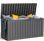 PatioZen 75 Gallon Resin Deck Box, Lockable Patio Outdoor Storage Box for Furniture, Garden Tools and Tools Storage, Waterproof Outside Storage Boxes - Black