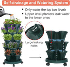 GameXcel Vertical Planter Tower - 5 Tier Stackable Garden Planters with Wheels and Tools Plant Pots for Strawberry Herb Flower and Vegetable Indoor Outdoor Use Green