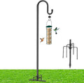 Decorative Shepherd Hooks for Garden, 94 Inch Weather-Resistant Steel – 5 Fork Base Design for Hanging Flower Baskets, Wind Chimes, String Lights – Elegant Scroll Top – Black
