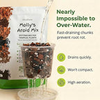 Molly's Aroid Mix - Premium Soilless Potting Mix for Houseplants - Fast Draining, Chunky & Easier to Water vs. Soil for Indoor Plants - with Bark, Coco Chips, Worm Castings, Mycorrhizae 10 Dry Quarts