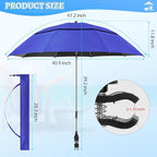 2 Pack 40.9'' Beach Chair Umbrella with 360° Adjustable Canopy & 270° Flexible Clamp, Double Canopy Sun Protection for Wheelchair, Patio, Golf Cart, Camping