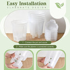 Wonderjune Self Watering Pots for Indoor Plants with Deep Reservoir and High Drainage Holes for Outdoor Plants and Flowers, Bare Root Planter(8.27'',Clear,6 Pcs)