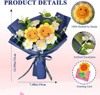 Crochet Flower Bouquet Handmade Knitted Sunflower Artificial Bouquet Positive Crocheted Sunflowers Bouquet with Exquisite Wrap for Valentine Mother's Day Graduation Anniversary