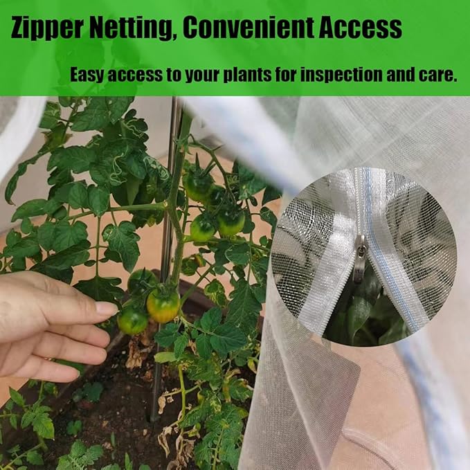 Gardtree 3PCS 3.2 × 5 FT Bird Insect Barrier Fruit Tree Netting, Double Zipper & Drawstring, Garden Bird Netting for Blueberries, Tomatoes, Peppers, Shrubs – Reusable Mesh Barrier