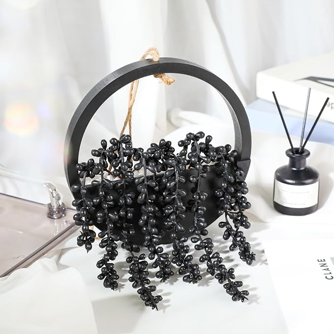 Artificial Hanging Plants Hanging Planter Fake Succulents Artificial String of Pearls with Pot and Lanyard for Home Office Wall Decoration