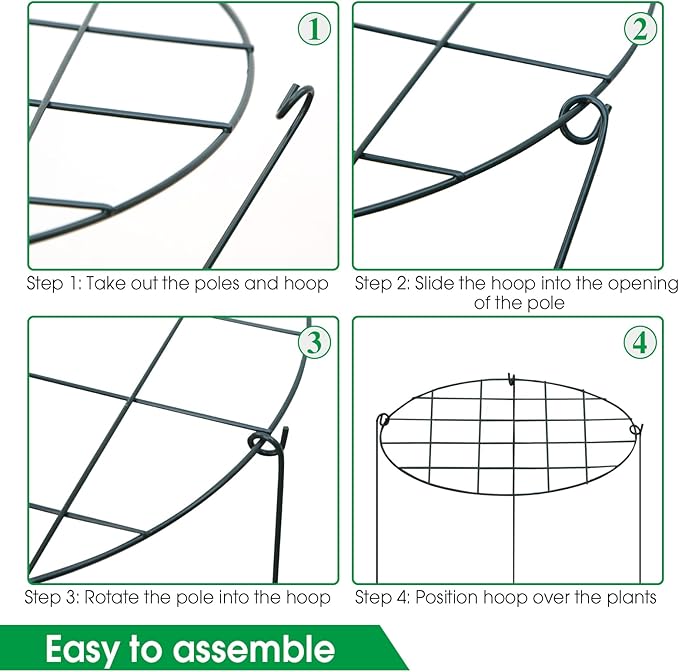 Sekcen 12 Pack 16 x 24 Inch Peony Support Cage Grow Through Plant Supports for Outdoor Plants Peony Ring Hoop Grow Through Grid Stakes