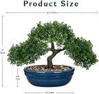 Artificial Bonsai Tree Faux Plants Indoor Fake Plants Decor with Blue Ceramic Pots for Home Table Office Desk Bathroom Shelf Bedroom Living Room Farmhouse Decor