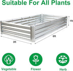 JERIA 6×3×1ft Raised Garden Bed with Support Rods,Galvanized Raised Garden Bed Kit Outdoor Metal Gardening Planter Box for Vegetable, Fruits, Flower