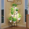Homsorout Corner Plant Stand with Grow Light - 6 Tier Plant Stand Indoor Round Metal Plant Shelf with Adjustable Light, Plant Organizer for Living Room, Graden, Home Decor (Brown)