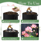 12Pcs Lily Plant Pots for Pond, Aquatic Pond Planter for Pond Durable Breathe Reusable Fabric Plant Bags for Aquatic Plants, Potato, Carrot, Onion, Flower (3 Gallon)