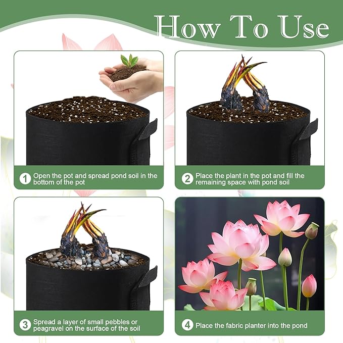12Pcs Lily Plant Pots for Pond, Aquatic Pond Planter for Pond Durable Breathe Reusable Fabric Plant Bags for Aquatic Plants, Potato, Carrot, Onion, Flower (3 Gallon)