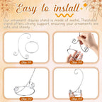 MorningRo 1 Pcs Ornament Display Stand 7.5" Height Ornament Stand Holder Ornaments Hanger Terrarium Bracket Air Plant Holder Hanging Hook for Christmas Home Party Wedding Decoration(Silver)