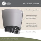 The HC Companies Aria Round Self-Watering Pot - Lightweight Plastic Planter for Herbs & More - Durable Plant Pots for Indoor Plants & Outdoor Plants (8" Glossy White, Pack of 1)