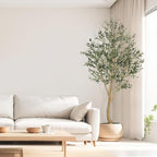 Realead 8ft Faux Olive Tree, Large Realistic Olive Trees Artificial Indoor, Tall Fake Olive Tree with Natural Wood Trunk and Lifelike Fruits for Home Office Decor