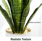 Fake Snake Plant, 27in Artificial Plant with White Pot Realistic Leaves, Low Maintenance Potted Plant for Indoor Decor, No Watering Needed, Perfect for Home, Office & Pet Areas
