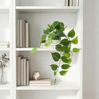 Fake Pothos Hanging Plant – Artificial Plastic Ivy Vines with White Pot, Realistic Faux Greenery for Indoor Home Office Bathroom Shelf Cabinet Decoration