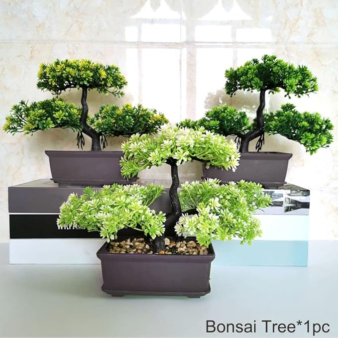 Bonsai Tree, Artificial Plants, Artificial Bonsai Tree Juniper Faux Plants, Indoor Small Fake Plants Decor for Home Bedroom Office Desk Farmhouse Decor(Color:Red)