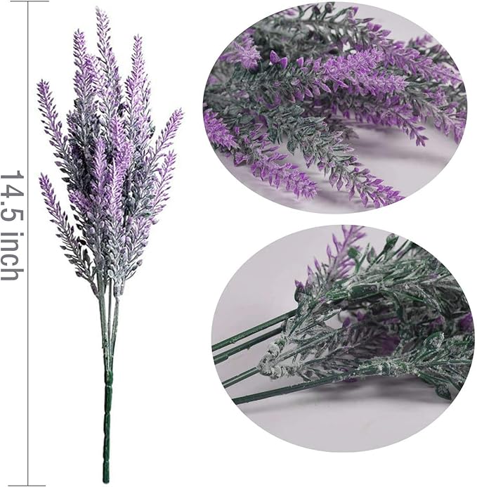 PASYOU 6 Pcs Artificial Lavender Flowers, Plastic Plants Fake Simulation Flower Wedding Indoor Outdoor Bridal Bouquet Home Garden Balcony Patio Planter Filler DIY Arrangement Decoration - Fuchsia