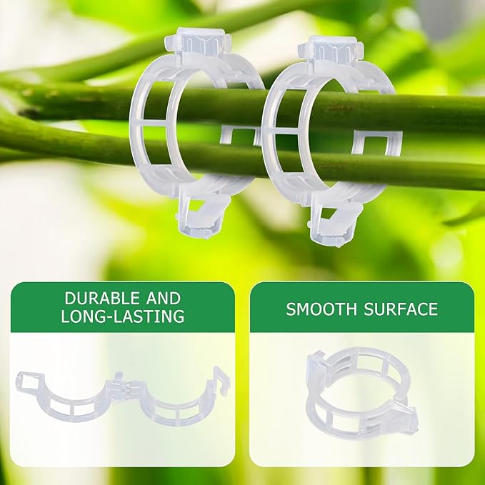 400PCS Plant Support Clips, White Plastic Garden Clips for Tomato Cucumber Flower Squash Vine, 1.2' Inner Diameter